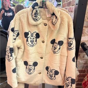 Disney Cream and Black Mickey Mouse Puffer Jacket